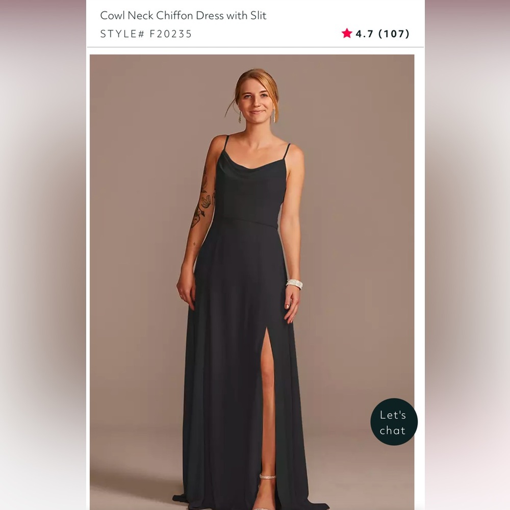 David’s Bridal Cowl Neck Chiffon Dress with Slit